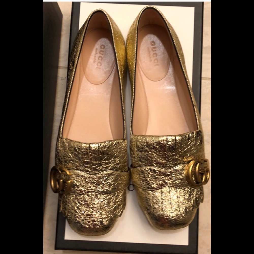 Gucci GG Mormont Ballerina metallic logo flats